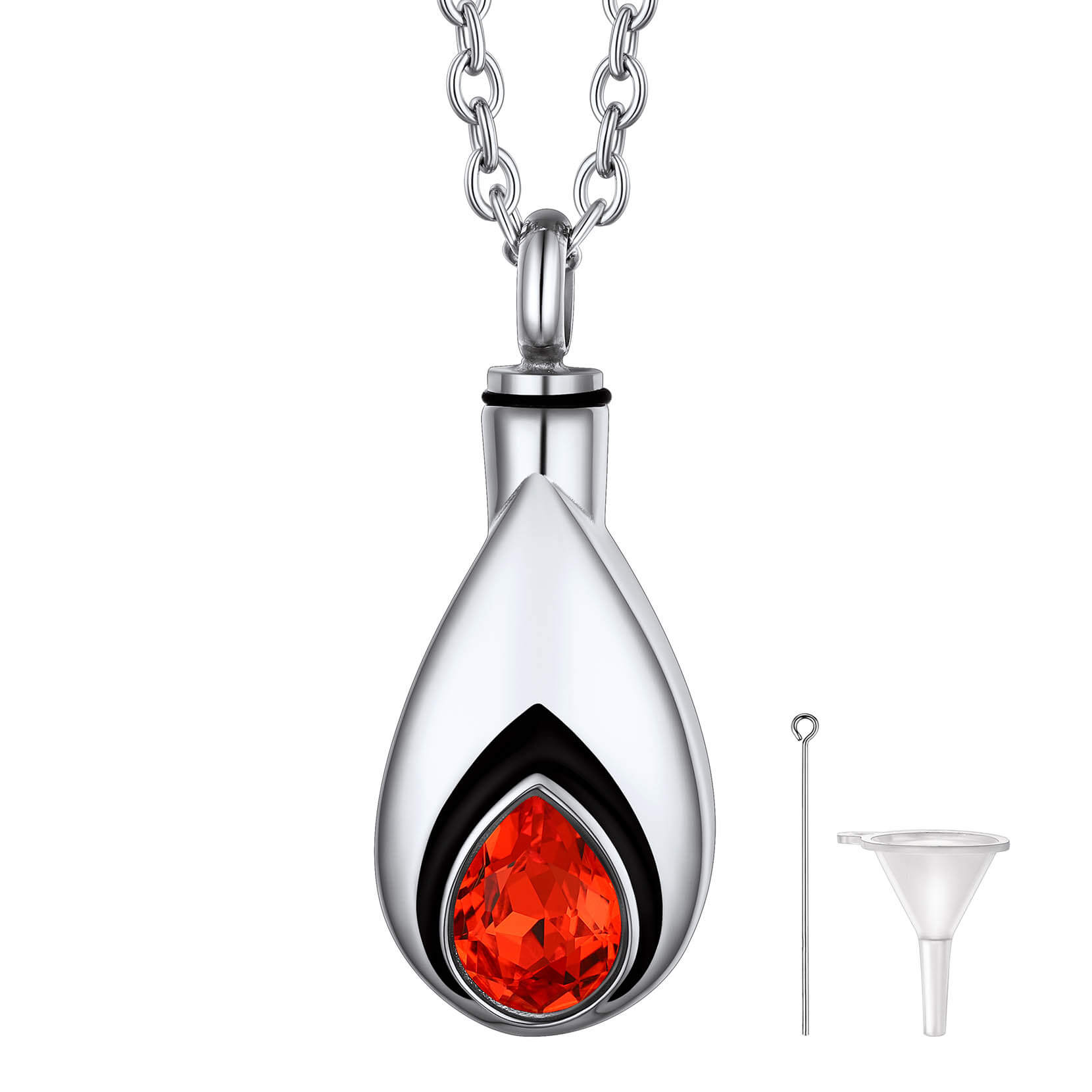 Teardrop Birthstone Urn Necklace for Ashes Memorial Cremation Jewelry
