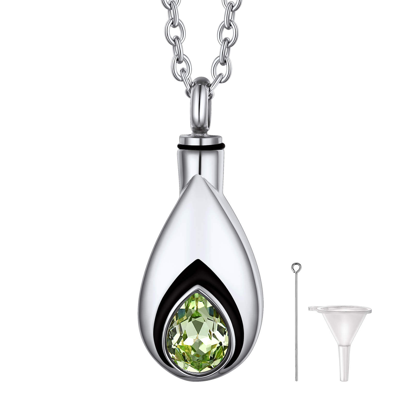 Teardrop Birthstone Urn Necklace for Ashes Memorial Cremation Jewelry