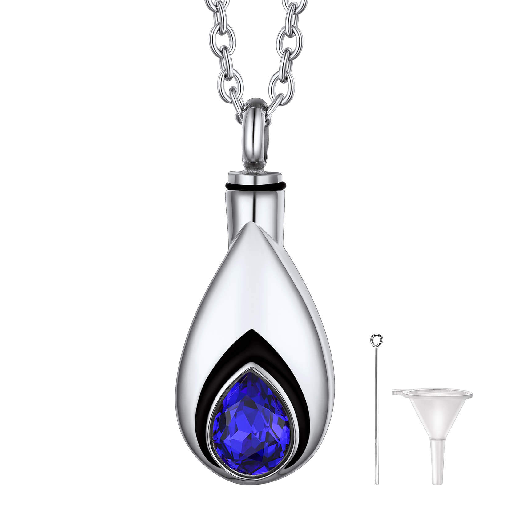 Teardrop Birthstone Urn Necklace for Ashes Memorial Cremation Jewelry