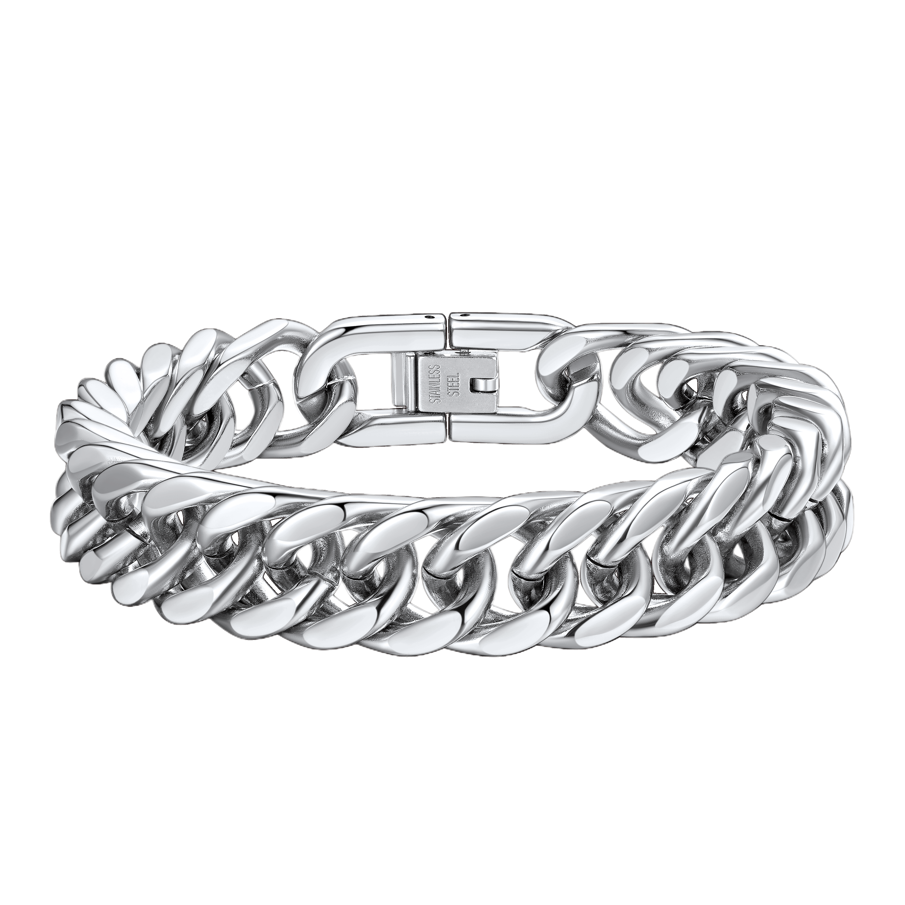 silver Cuban Link Curb Chain bracelet-12mm