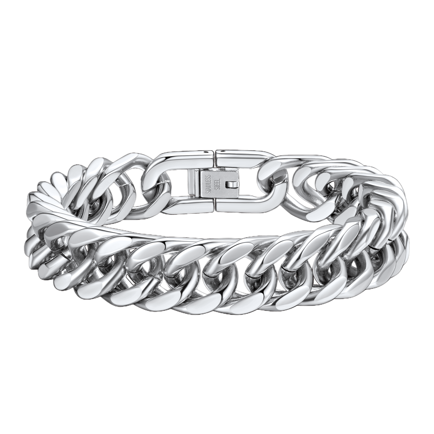 silver Cuban Link Curb Chain bracelet-12mm
