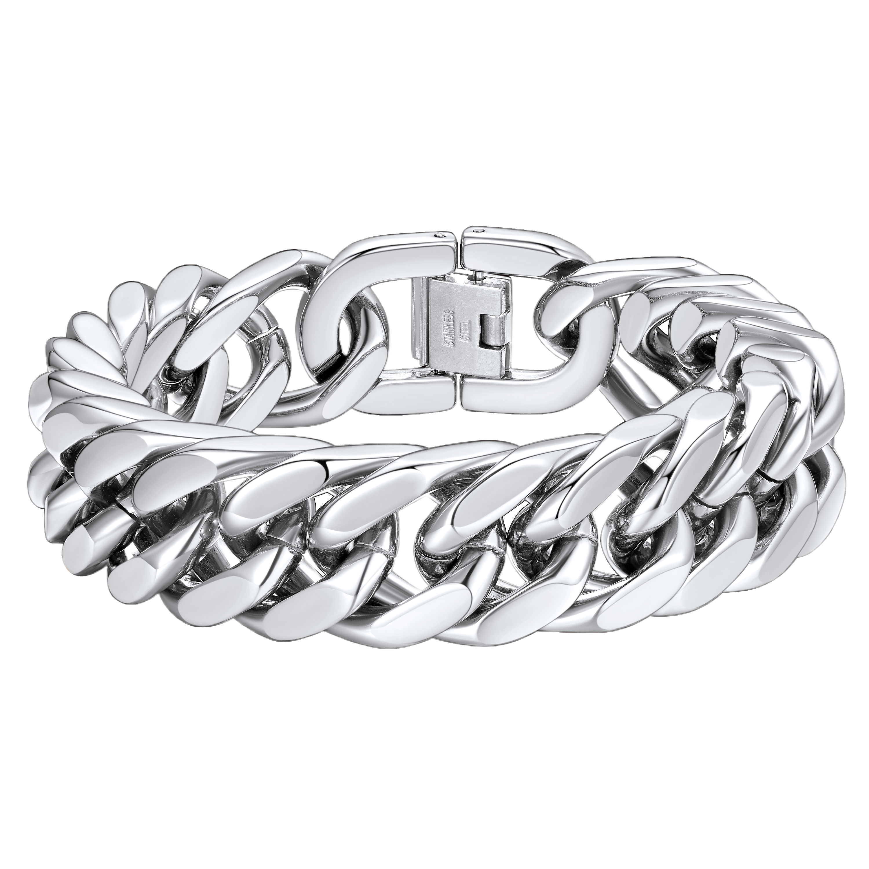 silver Cuban Link Curb Chain bracelet-17mm