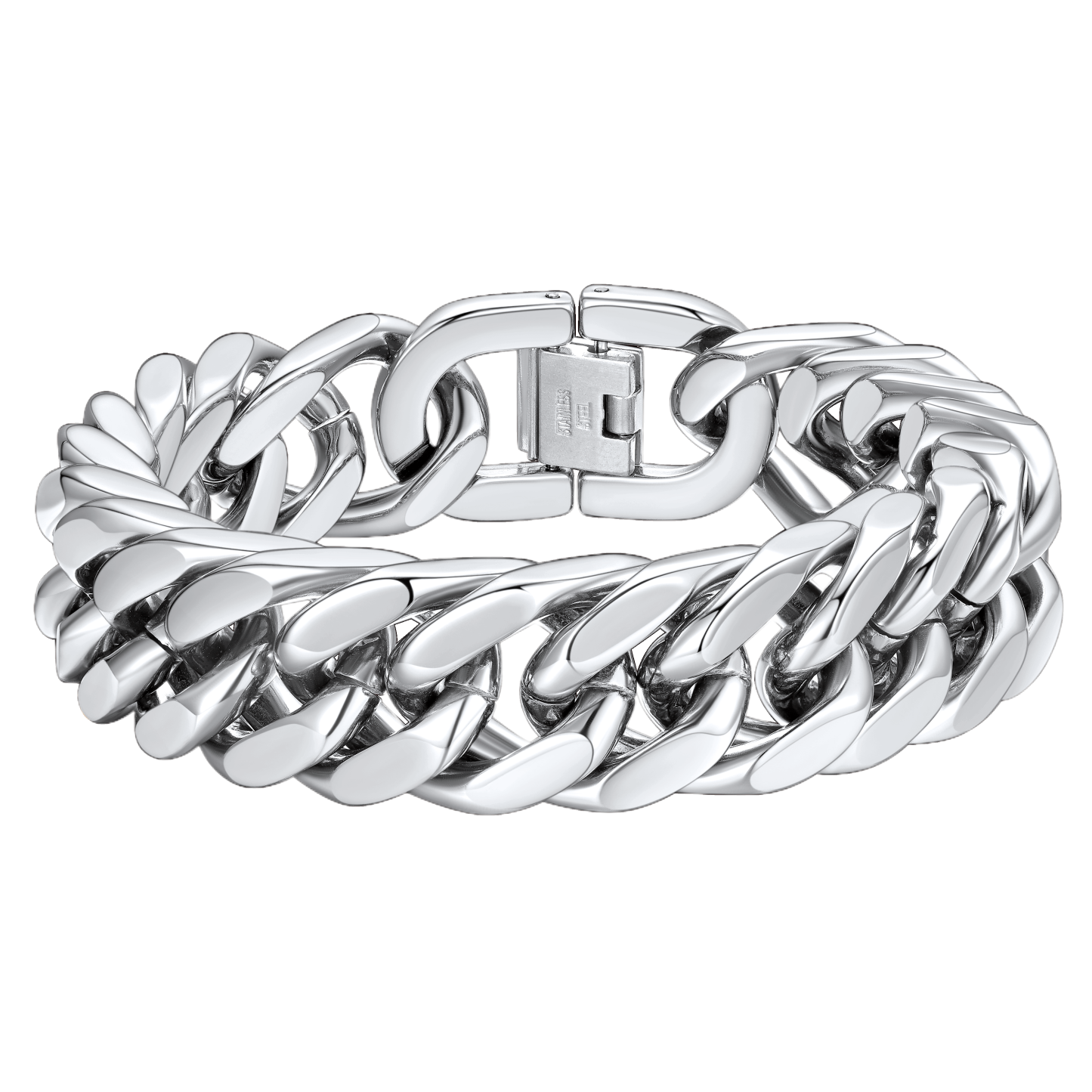 silver Cuban Link Curb Chain bracelet-17mm