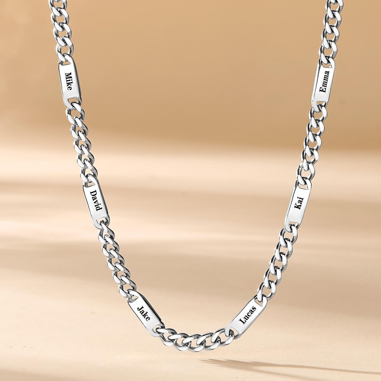 silver Name Cuban Link Chain Necklace for Men