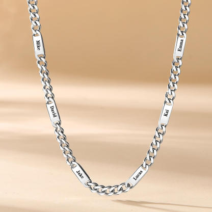 silver Name Cuban Link Chain Necklace for Men