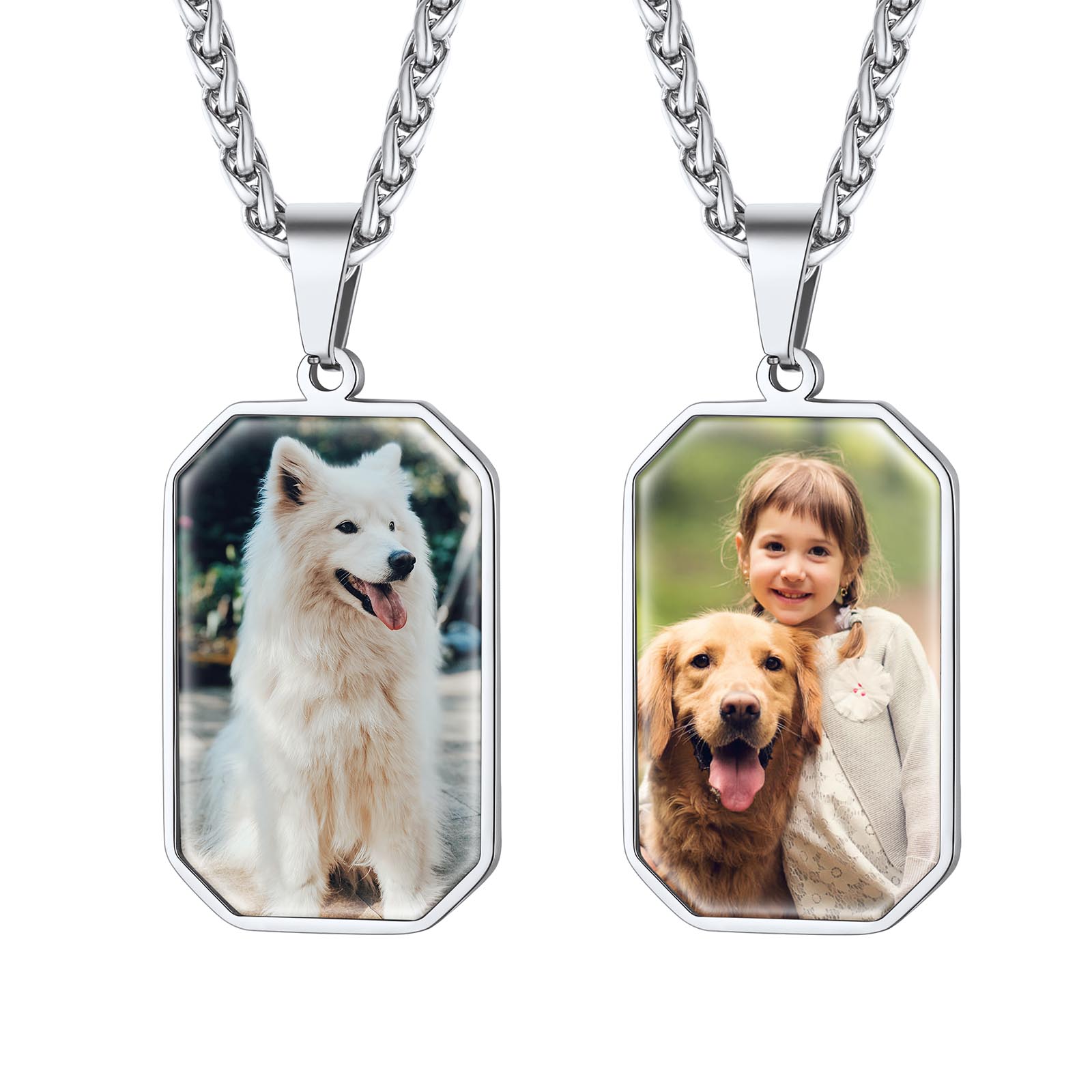 silver photo dog tag necklace