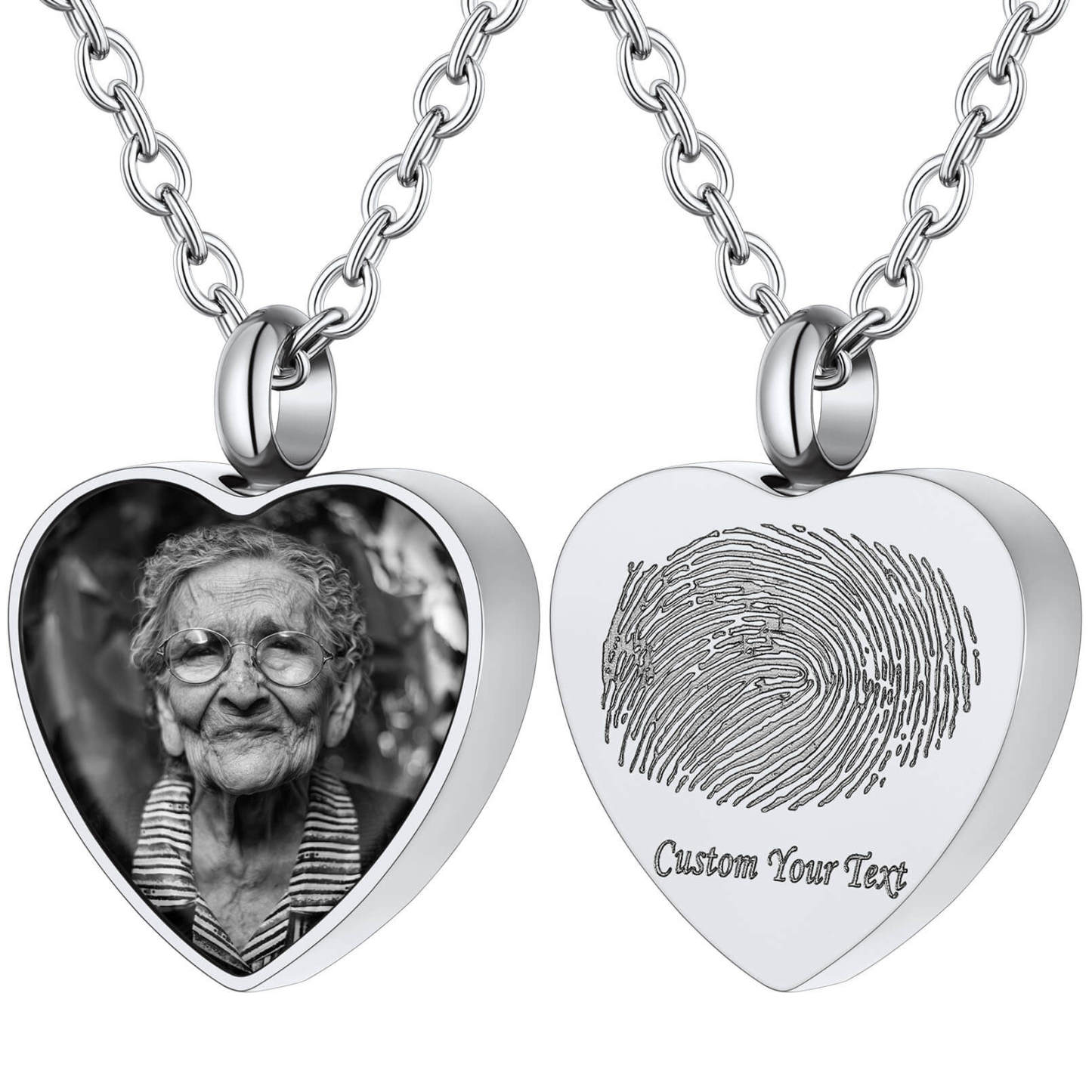 Custom Heart Photo Cremation Urn Necklace for Pet Ashes