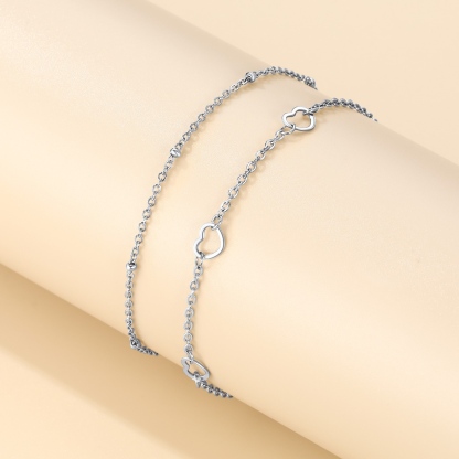 Layered Heart Beaded Chain Anklet for women