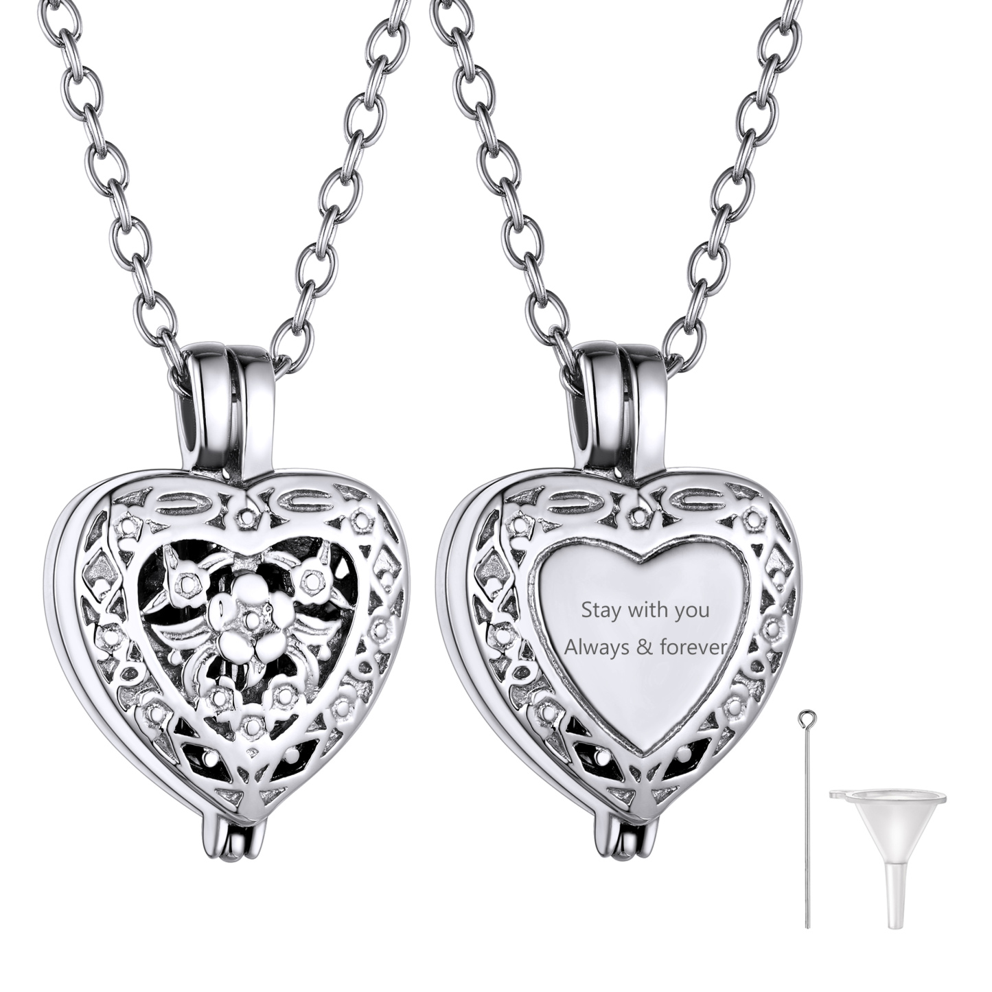 Custom Heart Name Engraved Cremation Urn Necklace for Ashes