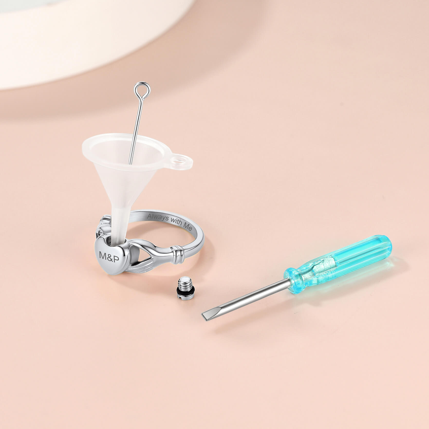 silver Cremation Urn Ring for Ashes