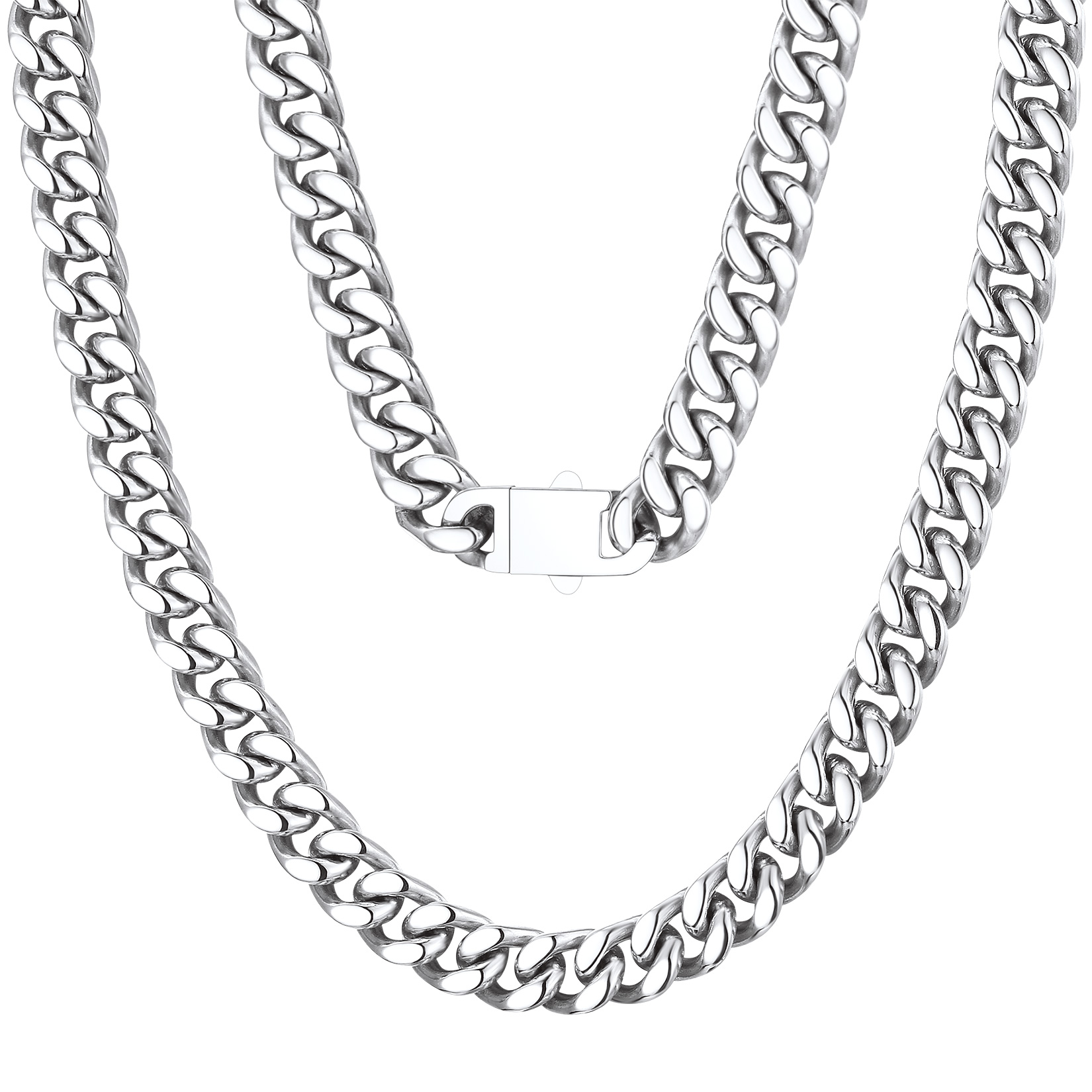 silver Miami Cuban Link Chain Necklace 7mm