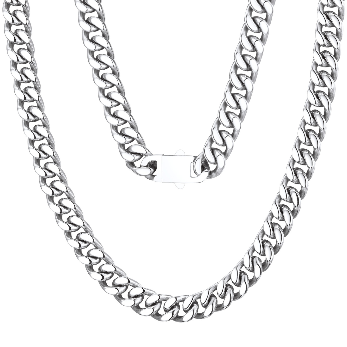 silver Miami Cuban Link Chain Necklace 7mm