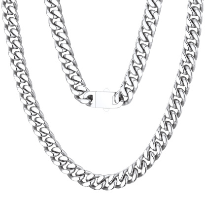 silver Miami Cuban Link Chain Necklace 7mm