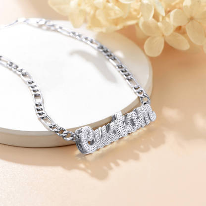 silver Diamond Cut Name Necklace