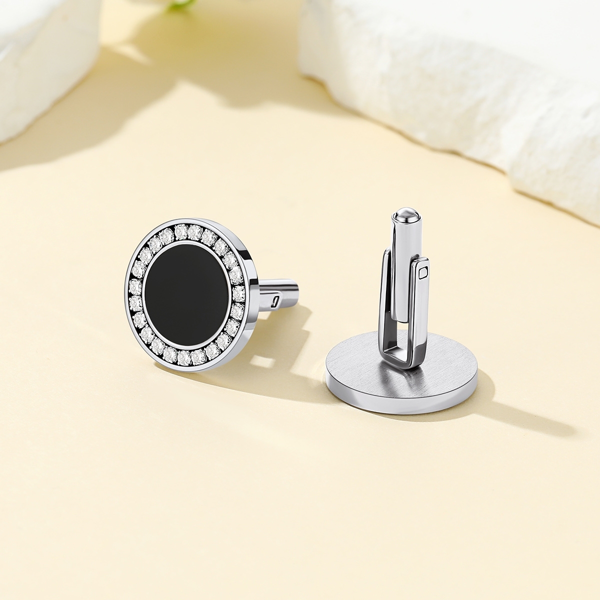 Custom  Onyx Cufflinks for Men silver