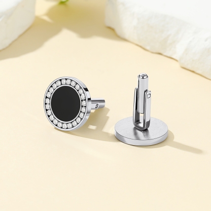 Custom  Onyx Cufflinks for Men silver