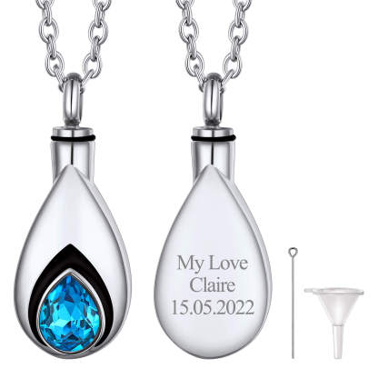 Dec Birthstone Silver Urn Necklace