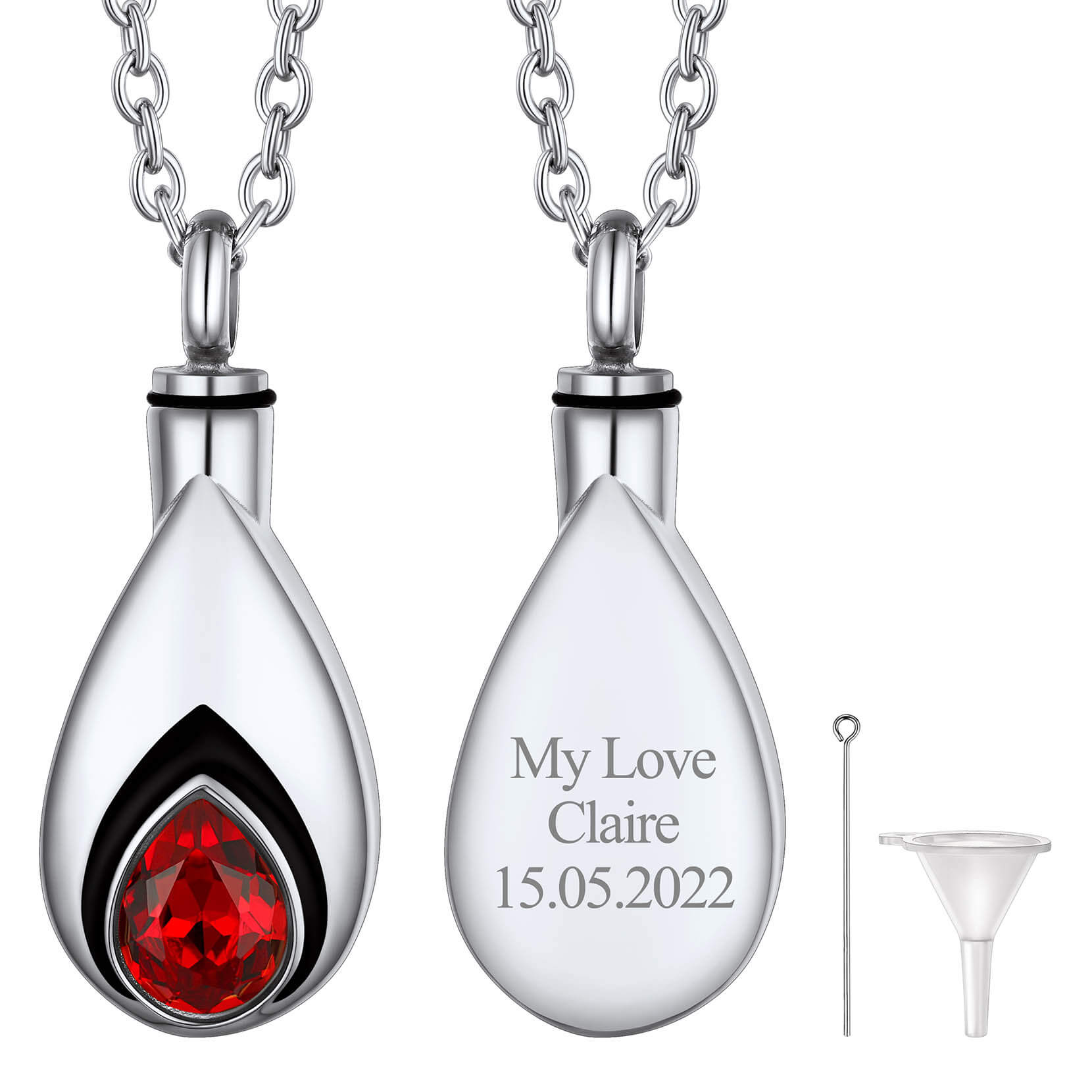 Jan Birthstone Silver Urn Necklace