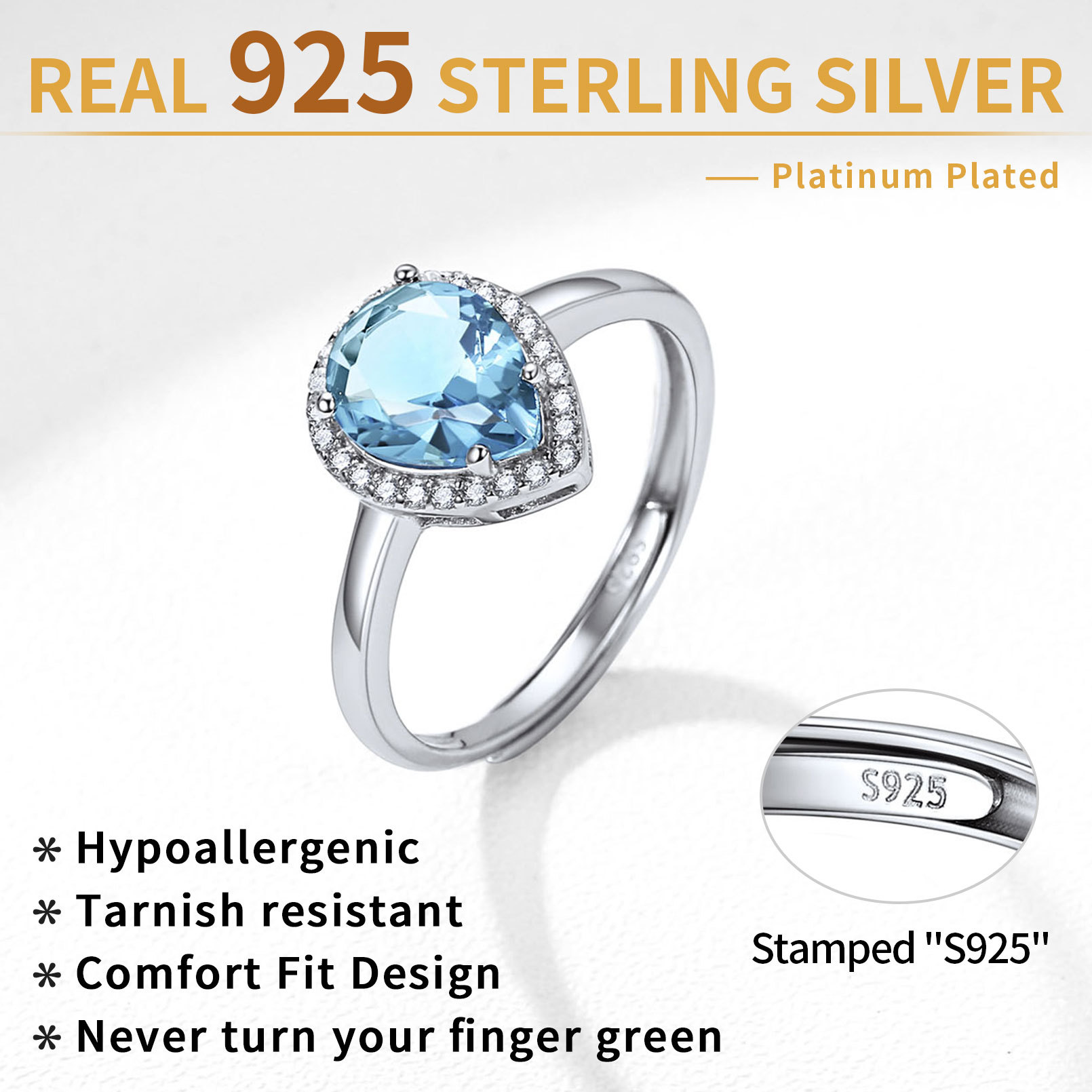 Sterling Silver Birthstone Ring 