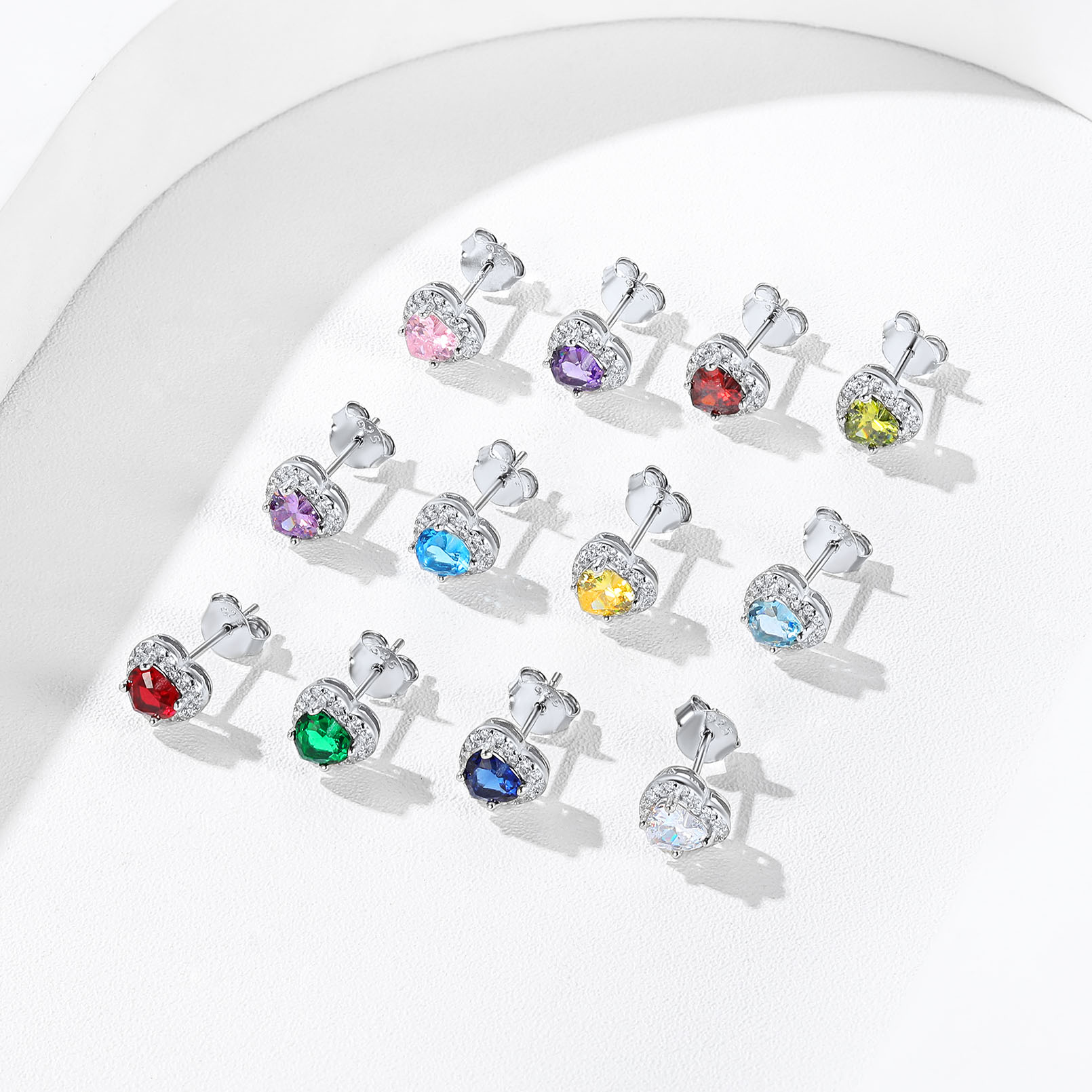 Sterling Silver Birthstone Stud Earrings