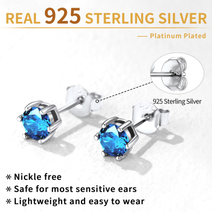 Sterling Silver Birthstone Studs