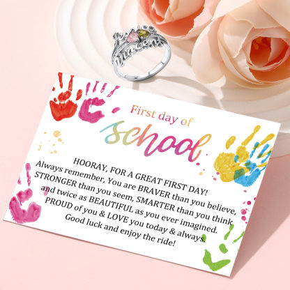 Custom Sterling Silver Heart Birthstone 2 Names Ring gift