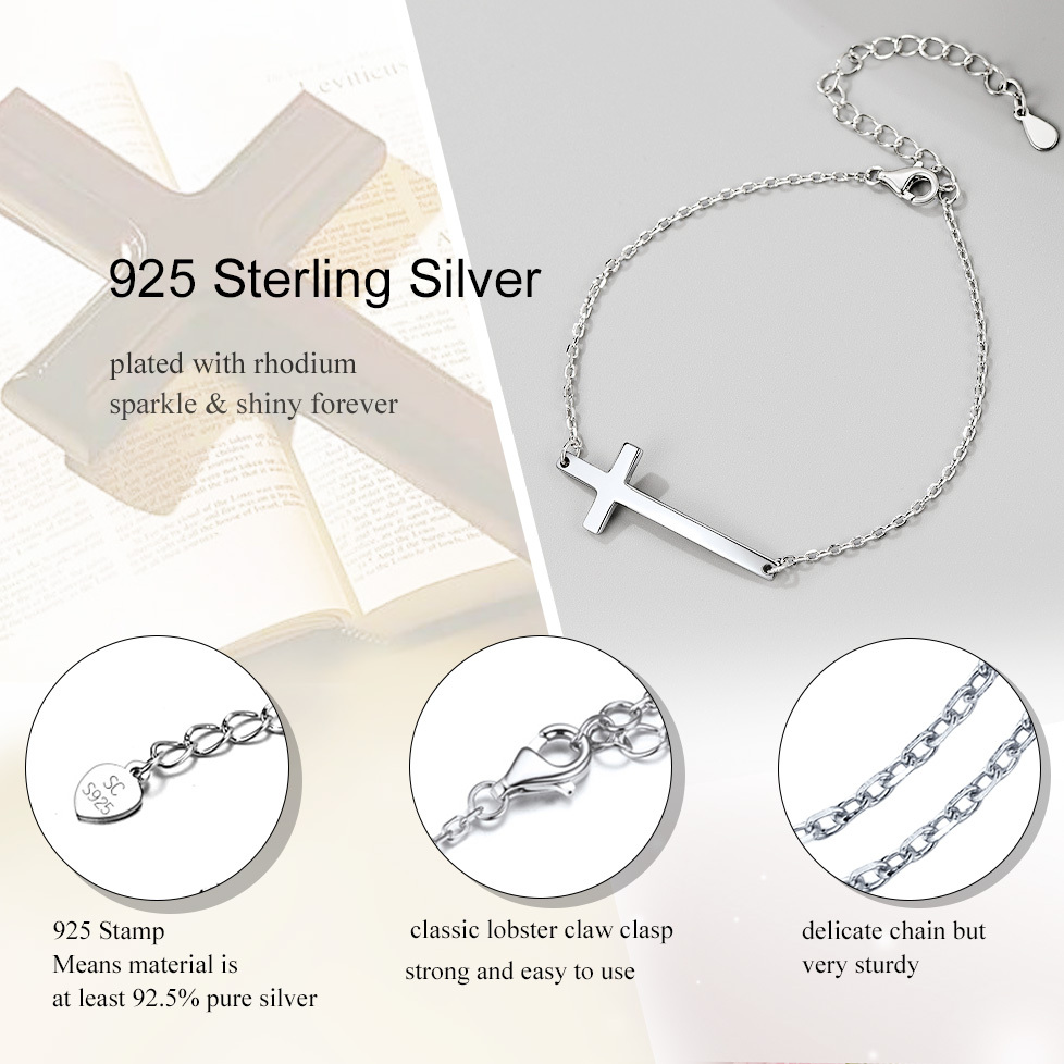 terling Silver Cross Chain Bracelets detail