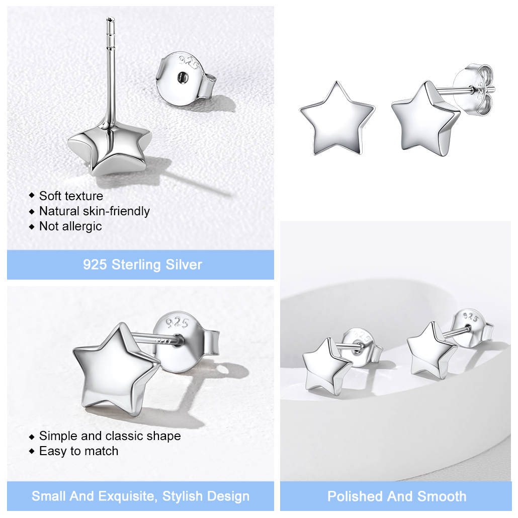 sterling silver star studs