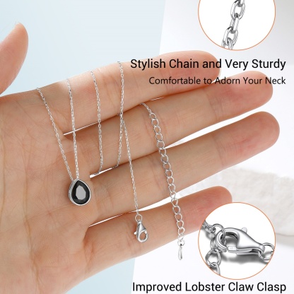 Sterling Silver Teardrop Black Cubic Zirconia Choker Necklace detail