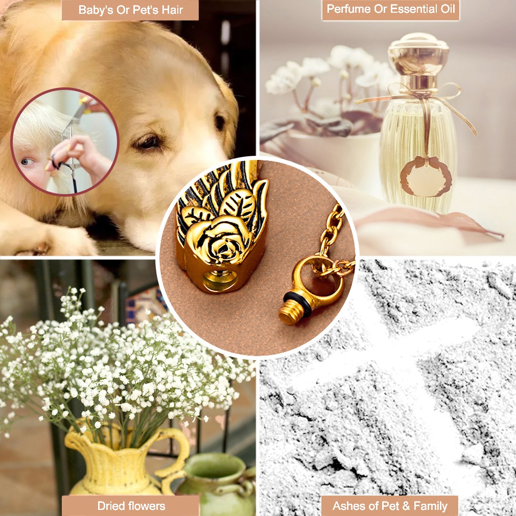 Custom Birthstone Angle Wing Cremation Necklace