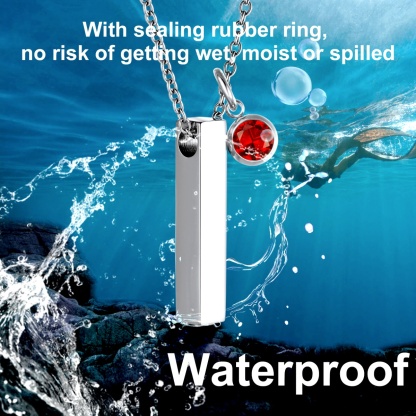 waterproof Birthstone Bar Urn  Necklace for Ashes