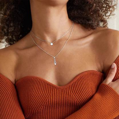 woman wearing Sterling Silver Opal Heart Necklace