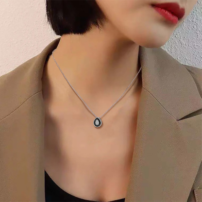 women wearing Teardrop Black Cubic Zirconia Choker Necklace