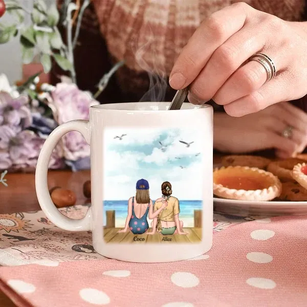 Personalized Best Friend Caption " The quiet one The loud one " Coffee Cup Ceramic Mug Birthday Anniversary Gift for Her Best Friend