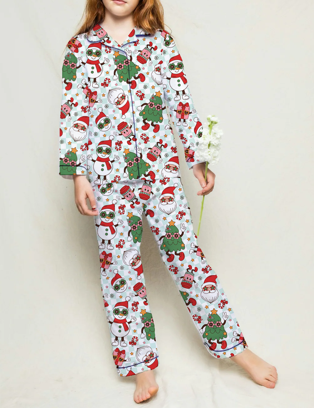 Groovy Christmas Kid's Silky Satin Pajama Set 