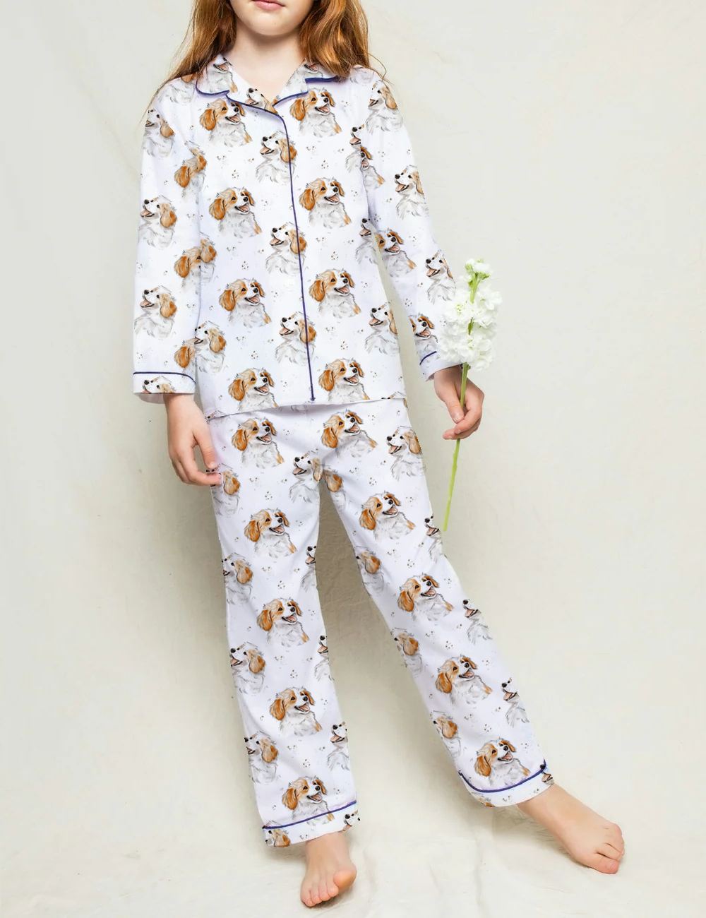 Cavalier King Charles Spaniel Kid's Silky Satin Pajama Set 
