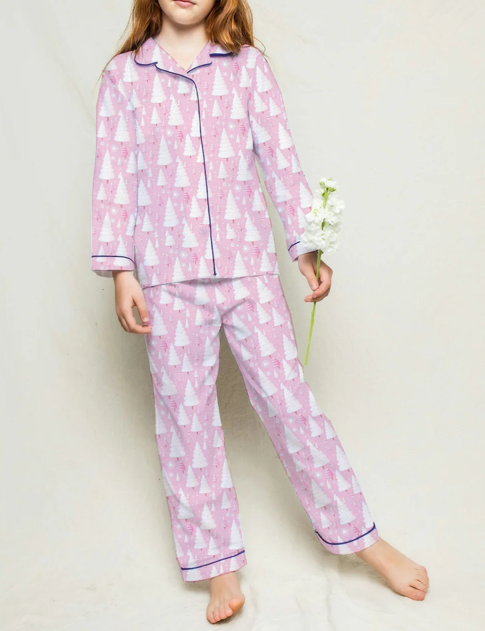 Pink Christmas Kid's Silky Satin Pajama Set 