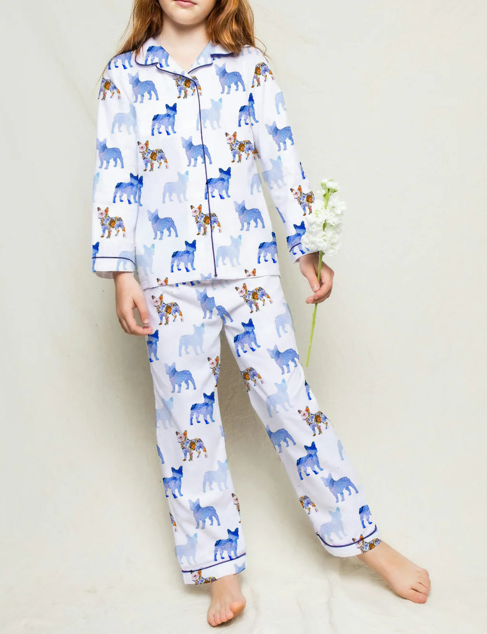 Cartoon Dachshunds Kid's Short Sleeve Silky Satin Pajama Set