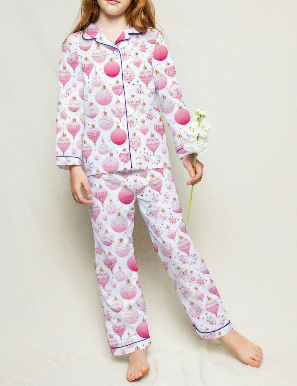 Pink Christmas Kid's Silky Satin Pajama Set 