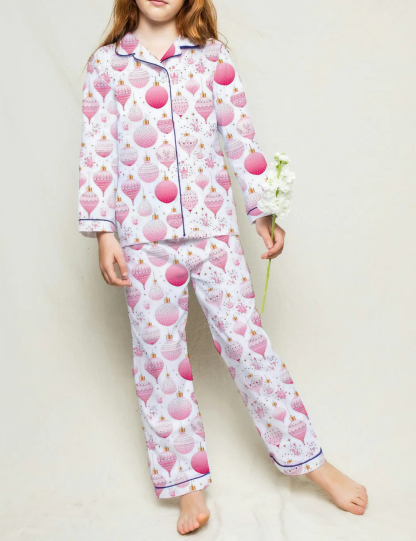 Pink Christmas Kid's Silky Satin Pajama Set 
