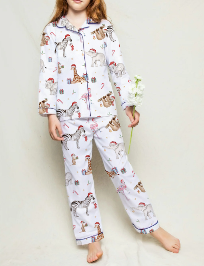 Christmas Animal Theme Kid's Silky Satin Pajama Set 