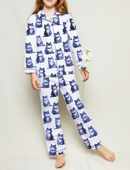 British Shorthair Kid's Silky Satin Pajama Set 