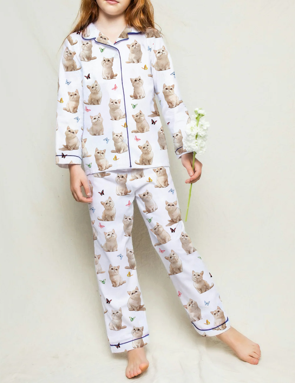 British Shorthair Kid's Silky Satin Pajama Set