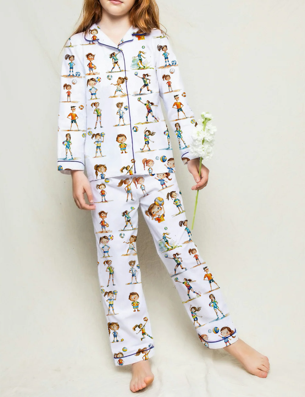 Skiing Life Kid's Short Sleeve Silky Satin Pajama Set