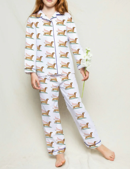 Dachshund Ski Kid's Silky Satin Pajama Set 