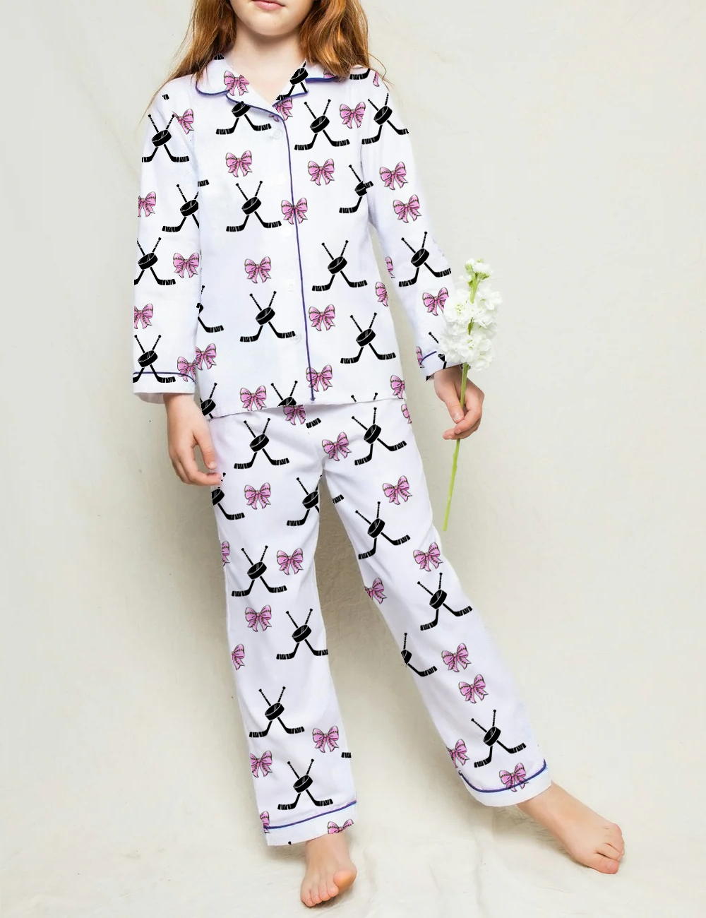 Ice Hockey Kid's Silky Satin Pajama Set 