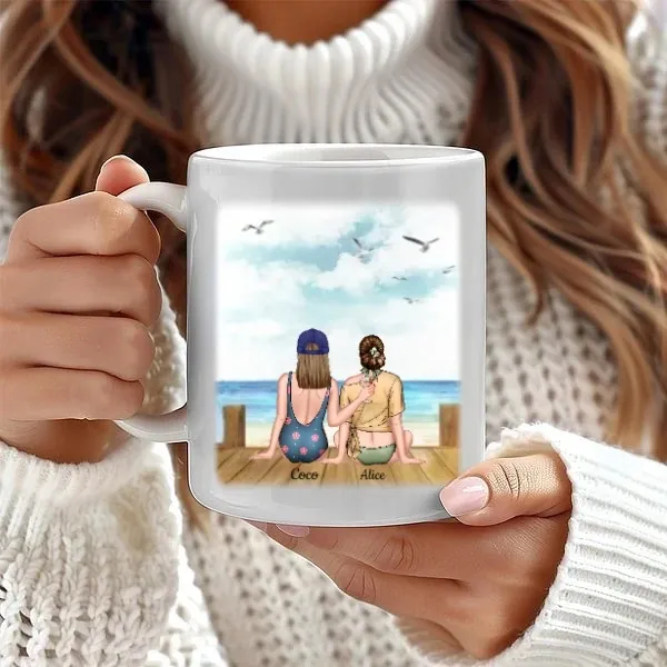 Personalized Best Friend Caption " The quiet one The loud one " Coffee Cup Ceramic Mug Birthday Anniversary Gift for Her Best Friend