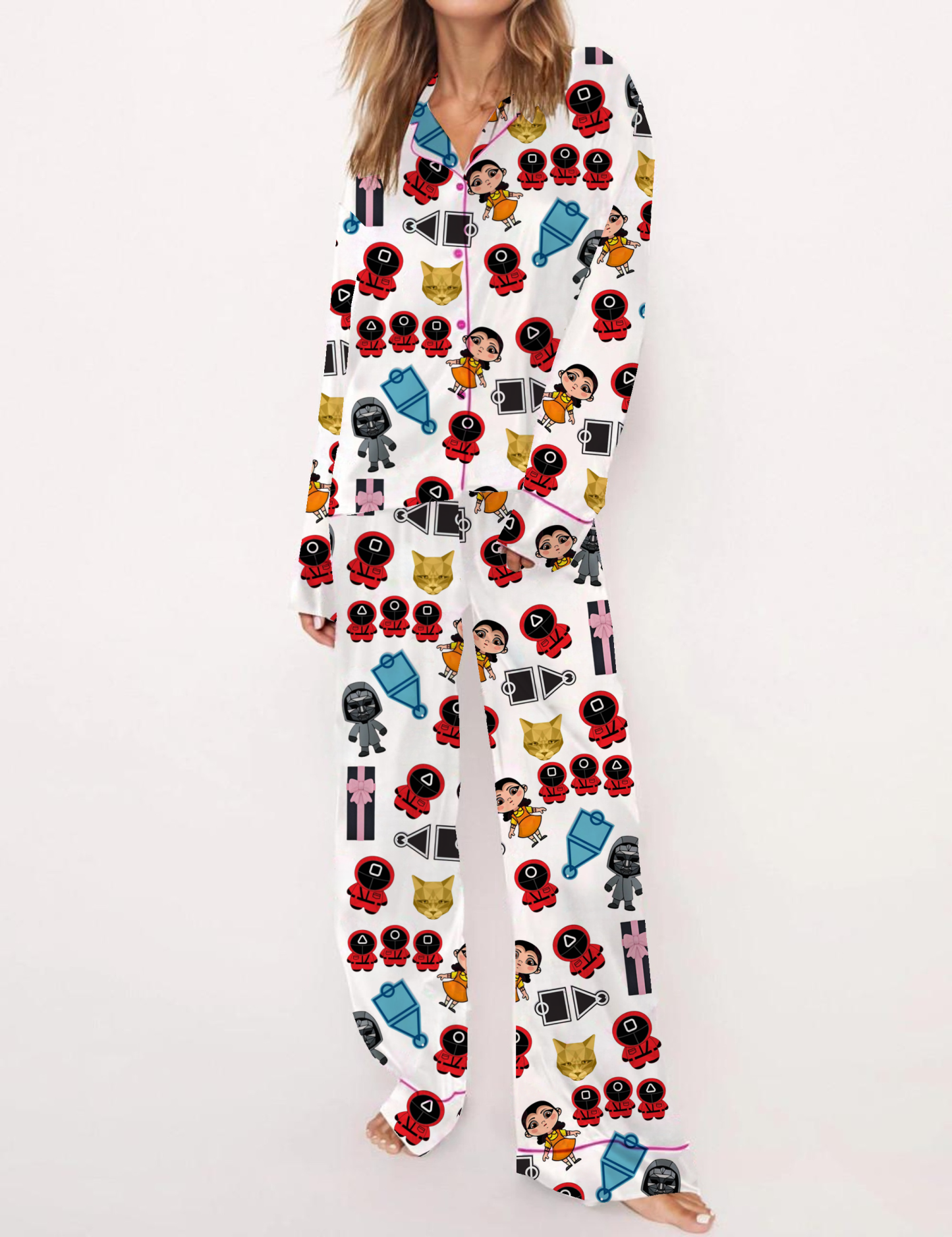 Squid Games Silky Satin Pajama Set For Women