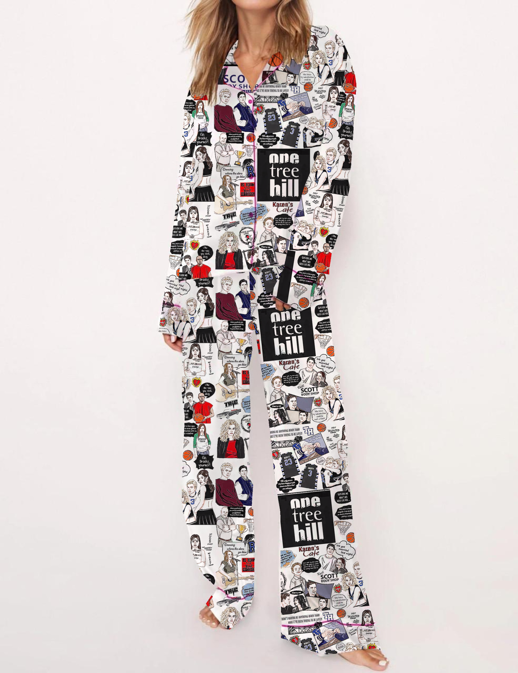 One Tree Hill Silky Satin Pajama Set For Women