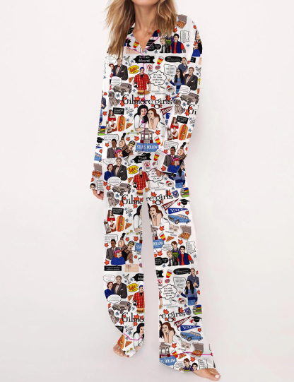 Gilmore Girls Silky Satin Pajama Set For Women